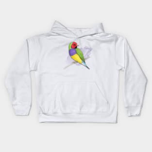 Gouldian finch colour pencil drawing Kids Hoodie